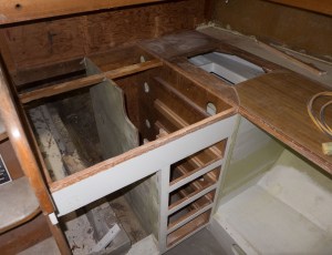 Counter top half off.