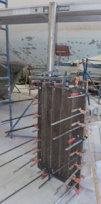 The rudder mold is assembled.