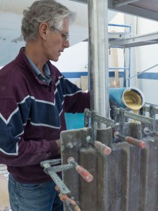 Tom pouring the foam.