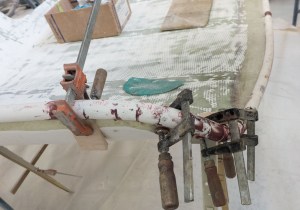 The epoxy makes everything slippery so lots of clamps are needed.