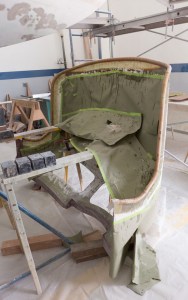 Papered to catch the drips we are ready to start glassing.