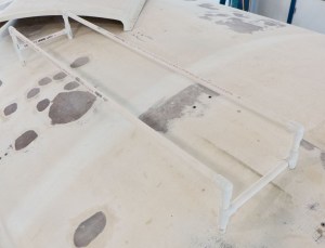 PVC mock up of the oar rack. It will hold oars, and the dinghy mast, boom and seat.