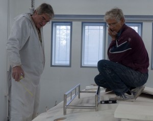 Locating where the oar rack will go. 