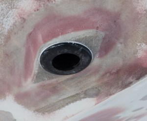 Transducer mount for speed, depth and temperature readings. 