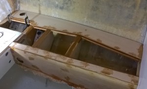 The glued in port settee.