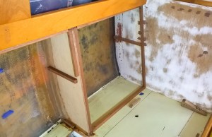 Cleats for the shelves and the face of the settee backs.