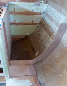Dry fitting the partial bulkhead for the icebox bulkhead.